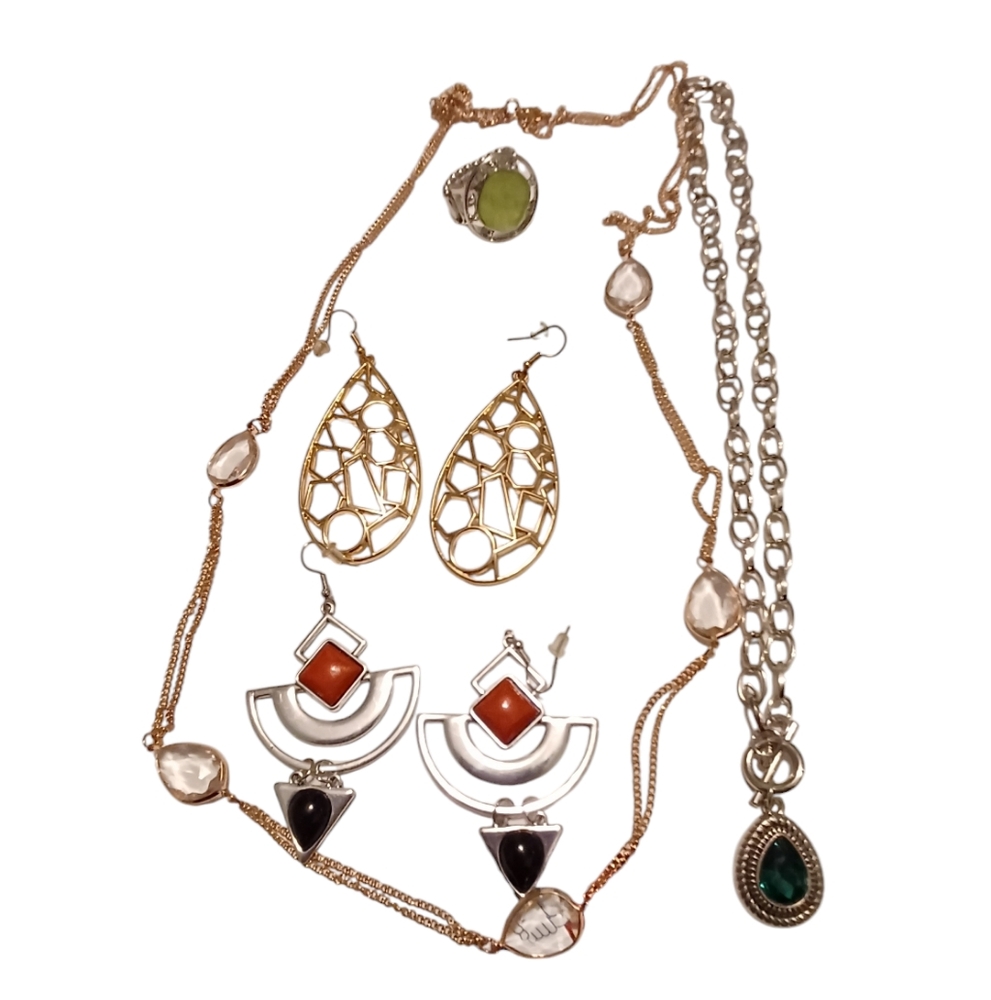 Beautiful Fall Jewelry Lot Of 5 Necklaces, Earrings And Ring